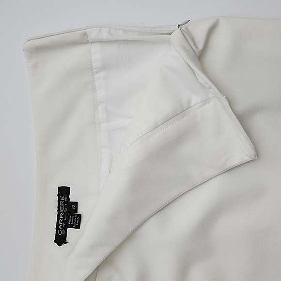 Carriere Studio Cream Lined Pencil Skirt Back Lined Slit Side Zipper Size 32 - Picture 3 of 11